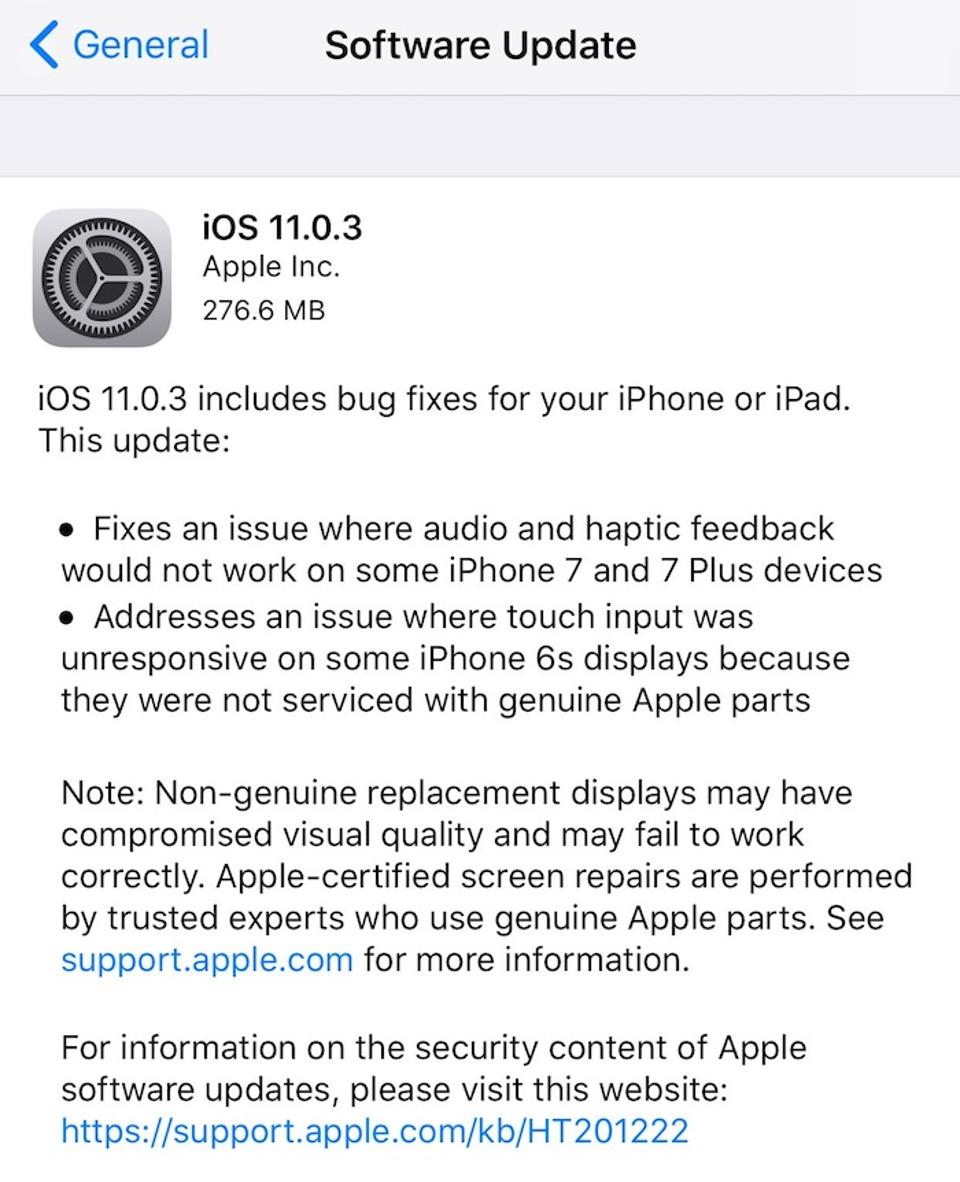 Apple iOS 11.0.3 is out now!